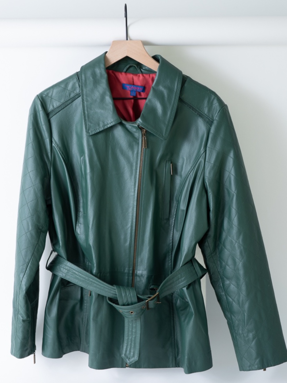 twiggy LONDON Green Leather Jacket with Belt - sz 1x